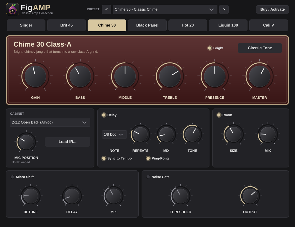 FigAMP with the Chime 30 amp selected